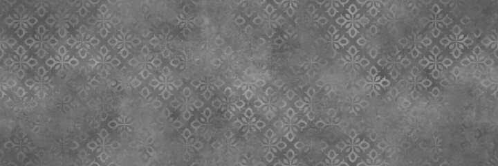 Gray ornament pattern with cement texture background