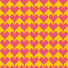 Tile vector pattern with pink hand-drawn hearts   on pastel background