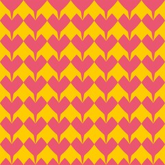 Tile vector pattern with pink hand-drawn hearts   on pastel background