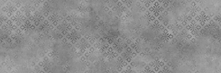 Gray ornament pattern with cement texture background - obrazy, fototapety, plakaty