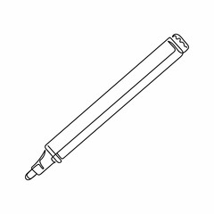 Continuous one simple single abstract line drawing of open marker icon in silhouette on a white background. Linear stylized.