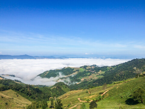 Lanscape of mountains and mist , Located at Phetchabun,Thailand
