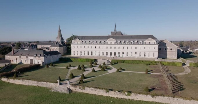 Aerial shot of the Abbey of Pontlevoy in France.
