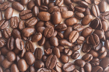 Closeup of roasted coffee beans