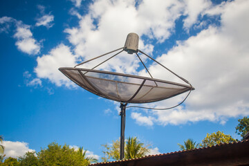 satellite dish on blue sky