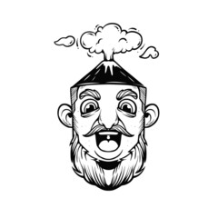 Illustration of a man with volcano head