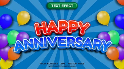Editable text effects happy anniversary theme