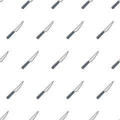 Knives Seamless Pattern On A White Background. Kitchen Theme Vector Illustration