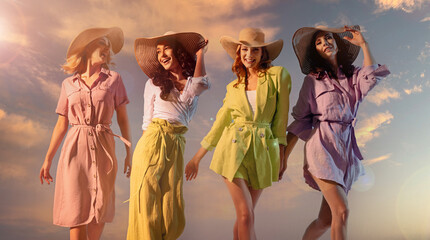 Beautiful young women , summer fashion concept - 480173001