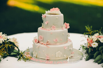 wedding cake with flowers