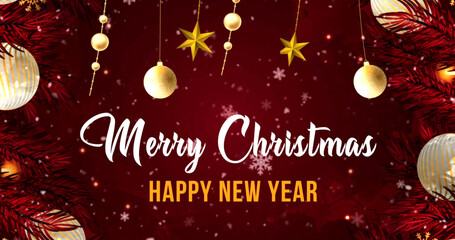 Merry Christmas and Happy New Year Holidays greeting card, frame, and banner. Celebration greeting card. Winter X-Mas holiday theme. 