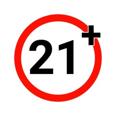 21 Plus icon isolated on white