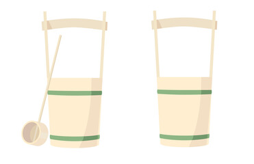 桶と柄杓のベクターイラスト