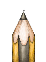 Großer Bleistift in der Nahaufnahme mit winzigem Herzchen - obrazy, fototapety, plakaty