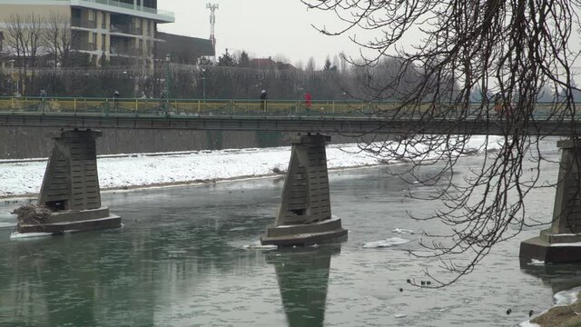 the river is already in the city of Uzhgorod in the winter season. 