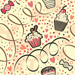 Seamless pattern with sweets.