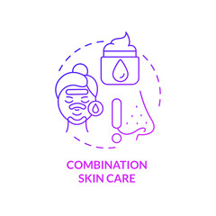 Combination skin care purple gradient concept icon. Choose right care. Everyday routine abstract idea thin line illustration. Isolated outline drawing. Roboto-Medium, Myriad Pro-Bold fonts used