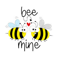 Bee mine - cute bees with heart. Good for T shirt print, poster, card, label, and other gifts design.
