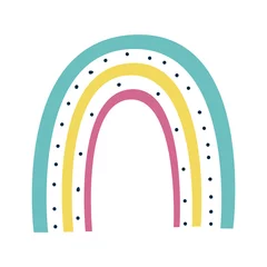 Selbstklebende Fototapeten Colorful scandinavian rainbow with dots isolated in trendy handdrawn style. Nordic rainbow for kids. Vector illustration design. © Анжелика Полтавец