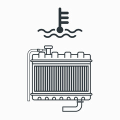 illustration of radiator, vehicle part, vector art.