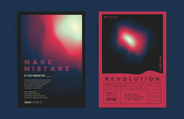 Gradient brutalism art poster cover design collection. Brochure template set layouts with japanese science or gradient. Vector geometric space a4 background. Black and red monochrome colors.
