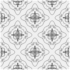 Black and white ethnic pattern with symmetrical elements .  Abstract geometric pattern.
Simple monochrome ornamental background. 