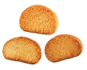 homemade bread toasts isolated on white