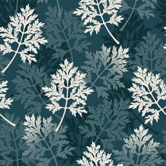 Vector seamless pattern with high detail wormwood - 480180867