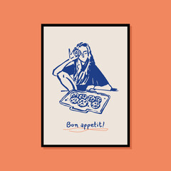 Minimalist hand drawn food poster for wall art collection