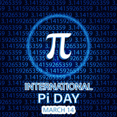 Pi day, International pie day 14 march. blue gradient color combination of vector art illustration - obrazy, fototapety, plakaty