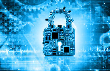 Circuit board in lock. Security concept