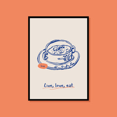 Minimalist hand drawn food poster for wall art collection