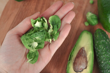 Green vitamin vegetables for low calorie salad