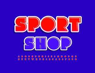 Vector business din Sport Shop. Red creative Font. Modern style Alphabet Letters and Numbers set