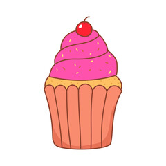 Cute cupcake vector illustration isolated on white background