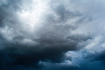 Fototapeta na wymiar Dramatic sky with dark stormy clouds.