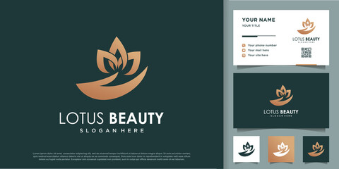 Naklejka premium Lotus beauty logo design template Premium Vector