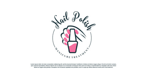 Nail beauty logo design template Premium Vector