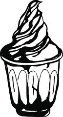 vector isolated image of doodle dessert ice cream