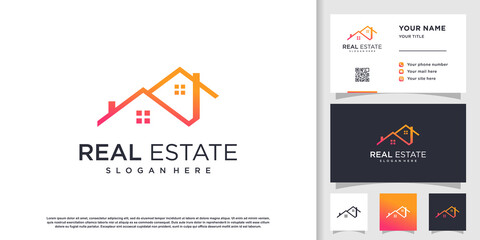 Real estate logo design template Premium Vector