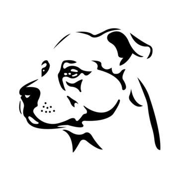 The silhouette of the muzzle of a dog in black, drawn with lines of various widths. Design for a logo, tattoo, mascot, emblem, keychain, print on clothes. Vector isolated illustration