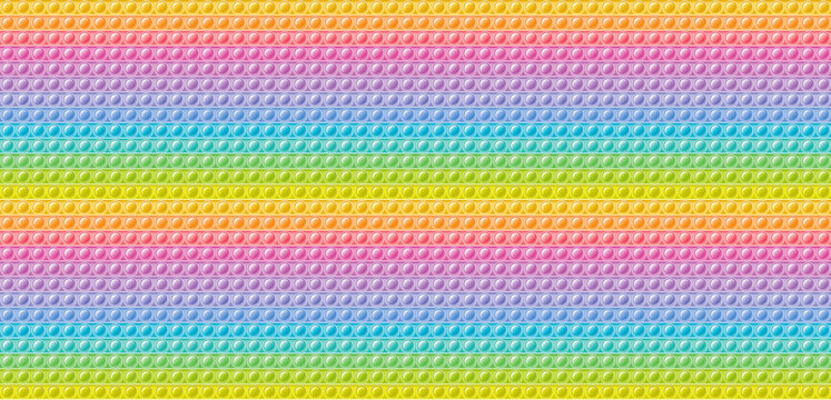 Fidget toy pattern. Popit sensory vector toy. Seamless pastel rainbow popular pop it. 3d soft realistic antistress fidgeting toy. Bubble popit fidget vector. Anti stress sensory cartoon illustration