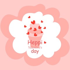 Romantic cute ready to use gift card. Vector printable valentine's day card, invitation, poster design template.