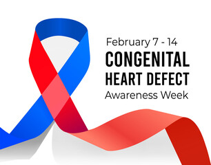 Congenital Heart Defect Awareness Week. Illustration on white - obrazy, fototapety, plakaty