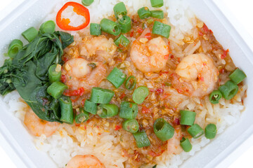 Rice with Basil Shrimp, Thai food style