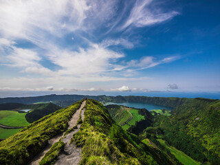 beautiful landscape of Sete Cidades lake on Sao Miguel Island Azores island