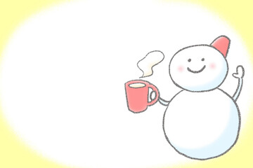 snowman drinking  with smiles 
