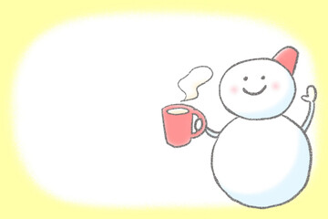 Snowman smiling and drinking 