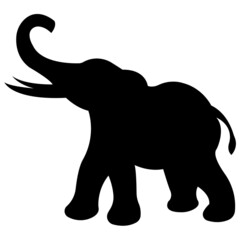 Silhouette, outline of an elephant in black on a white background. Animal elephant logo. Vector isolated illustration