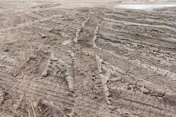 Tire tracks on the ground